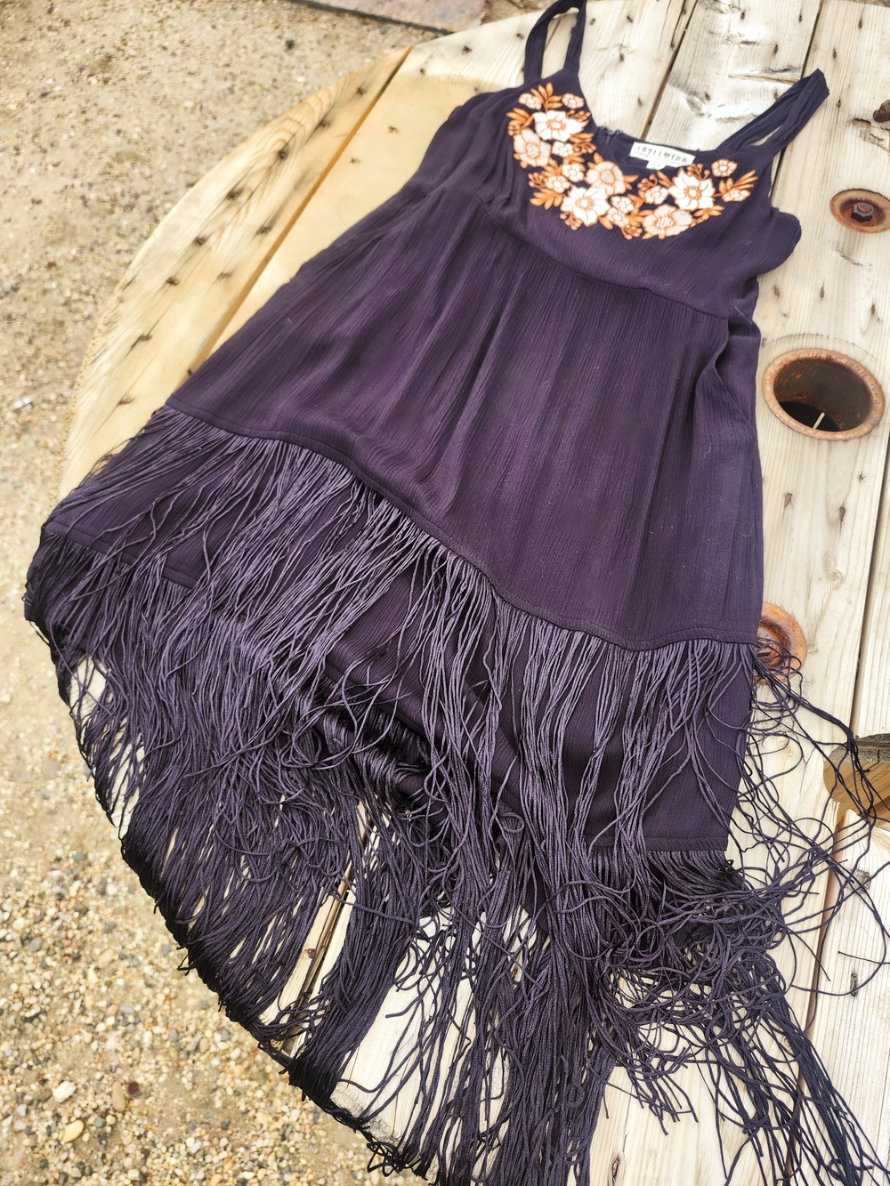 Idyllwind Miranda Lambert Embroidered Fringe Dress Black Boho Western Size MED